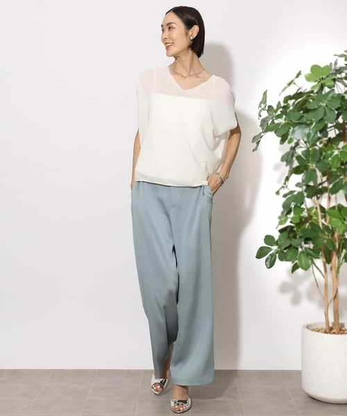 MICHEL KLEIN（ミッシェル・クラン）の「[セットアップ対応]サテンワイドパンツ（その他パンツ・レディース・ブラック/カーキオリーブ/ブラウン・38）」の5枚目の写真