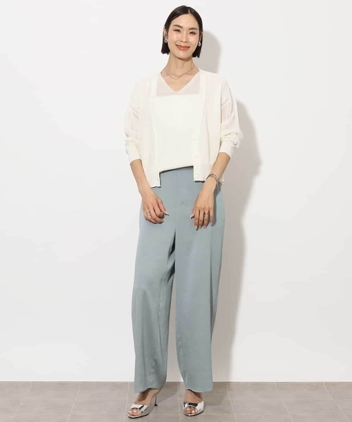 MICHEL KLEIN（ミッシェル・クラン）の「[セットアップ対応]サテンワイドパンツ（その他パンツ・レディース・ブラック/カーキオリーブ/ブラウン・38）」の7枚目の写真
