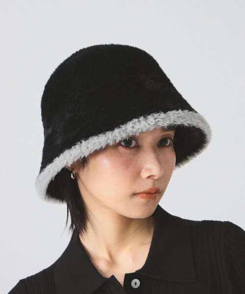 Ray BEAMS（レイビームス）の「2トーン シャギー ハット（ハット・レディース・オフホワイト/ブラック・ONE SIZE）」の2枚目の写真