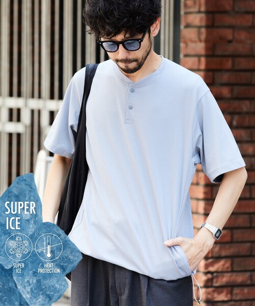 セール】SUPER ICE HENLEY NECK TEE/スーパーアイス ヘンリーネックT
