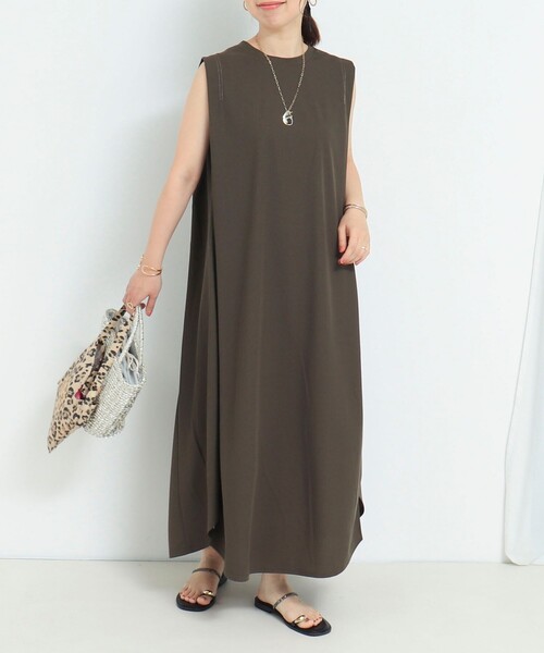 MICO COULIER（ミコクリエ）の「《UVカット》キャラメルピケ多切替ワンピース（ワンピース・レディース・オリーブ/チャコールグレー・38）」の4枚目の写真