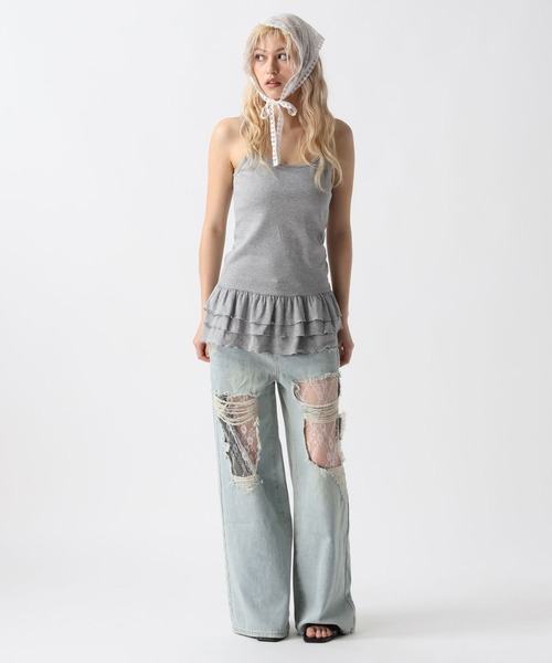 FOREVER 21（フォーエバー トゥエンティーワン）の「【2025SS】フリルヘムキャミソール（キャミソール・レディース・ブラック/オフホワイト/グレー・FREE）」の8枚目の写真