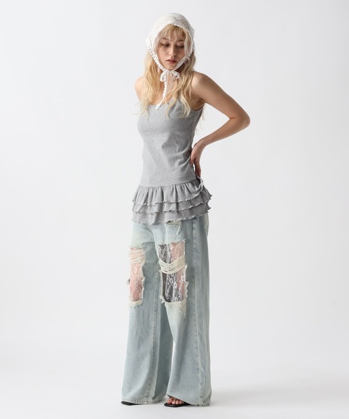 FOREVER 21（フォーエバー トゥエンティーワン）の「【2025SS】フリルヘムキャミソール（キャミソール・レディース・ブラック/オフホワイト/グレー・FREE）」の9枚目の写真