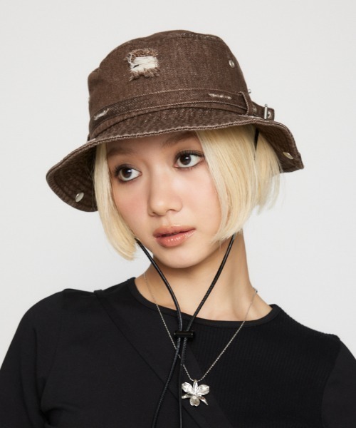 LAGUA GEM（ラグアジェム）の「WASH VINTAGE SAFARI ハット（ハット・レディース・ブラウン/ブラック/カーキ・FREE）」の2枚目の写真