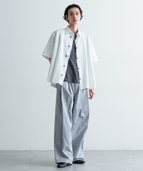 HARE（ハレ）の「メタルボタンタックオーバーシャツ(HARE)（シャツ/ブラウス・メンズ・ブラック/ホワイト/パープル・FREE）」の4枚目の写真