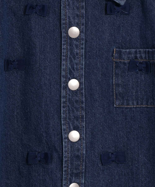 MAKE YOUR DAY（メイクユアデイ）の「セットアップできるリボンデニムブルゾン■80～140cm（デニムジャケット・キッズ・ブラック/ブルー・140/130/120/110/100/80/90）」の11枚目の写真