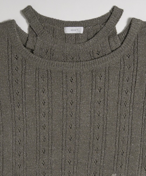 MUHET（ミュエータ）の「2 way glitter layered-look knit t-shirt / ラメレイヤード風ニットTシャツ（Tシャツ/カットソー・レディース・グレー/ネイビー・FREE）」の19枚目の写真