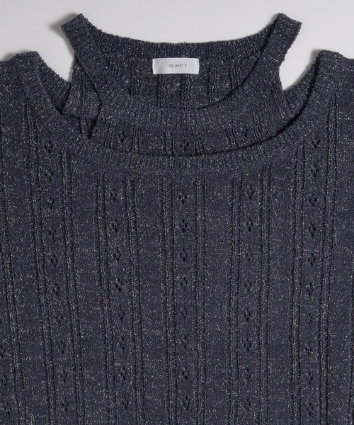 MUHET（ミュエータ）の「2 way glitter layered-look knit t-shirt / ラメレイヤード風ニットTシャツ（Tシャツ/カットソー・レディース・グレー/ネイビー・FREE）」の22枚目の写真