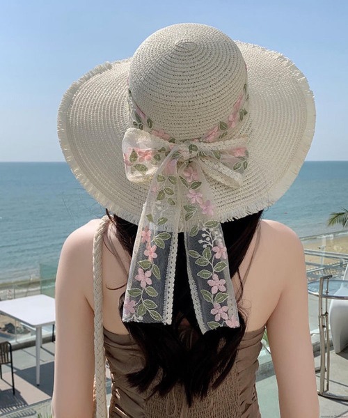 極美品　アクシーズファム　麦わら帽子　２個セット　お花　リボン　レース 極美品 アクシーズファム 麦わら帽子 2個セット お花 リボン
