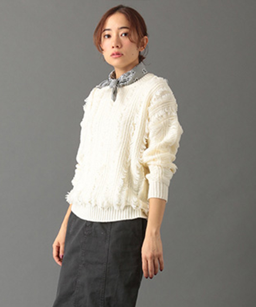 SEVENDAYS=SUNDAY(セブンデイズサンデイ)の「5Gフリンジプルオーバー(ニット/セーター・レディース・キャメル/杢グレー/オートミール・LARGE/MEDIUM)」の1枚目の写真