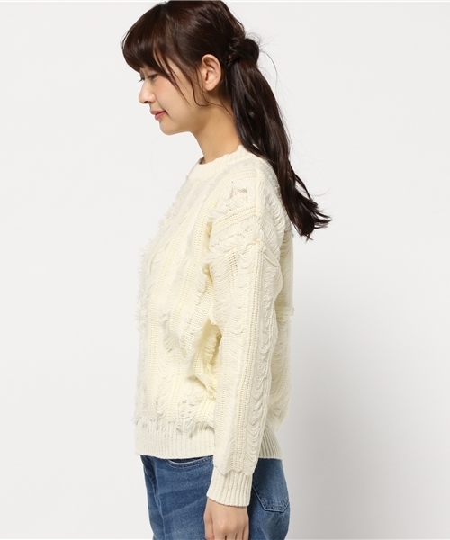 SEVENDAYS=SUNDAY(セブンデイズサンデイ)の「5Gフリンジプルオーバー(ニット/セーター・レディース・キャメル/杢グレー/オートミール・LARGE/MEDIUM)」の5枚目の写真