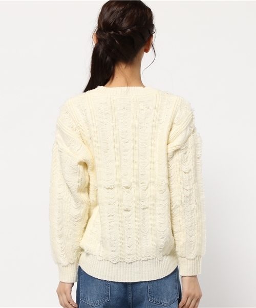 SEVENDAYS=SUNDAY(セブンデイズサンデイ)の「5Gフリンジプルオーバー(ニット/セーター・レディース・キャメル/杢グレー/オートミール・LARGE/MEDIUM)」の6枚目の写真