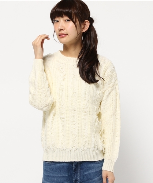 SEVENDAYS=SUNDAY(セブンデイズサンデイ)の「5Gフリンジプルオーバー(ニット/セーター・レディース・キャメル/杢グレー/オートミール・LARGE/MEDIUM)」の11枚目の写真