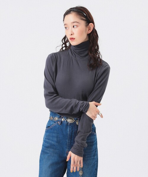 BEAMS BOY（ビームスボーイ）の「【2/5再値下げ】リブタートル ロングスリーブ カットソー（Tシャツ/カットソー・レディース・ブルー系その他/ピンク/ホワイト系その他7/チャコールグレー・ONE SIZE）」の2枚目の写真