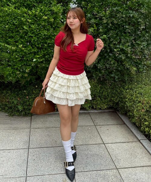 Another Branch olive des olive（アナザーブランチオリーブデオリーブ）の「【＠may_81oセレクト】テレコドロストギャザーT（Tシャツ/カットソー・レディース・ブラウン系その他/レッド/ベージュ系その他/ネイビー/オートミール/ドット・FREE）」の11枚目の写真