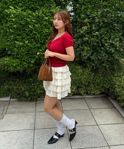 Another Branch olive des olive（アナザーブランチオリーブデオリーブ）の「【＠may_81oセレクト】テレコドロストギャザーT（Tシャツ/カットソー・レディース・ブラウン系その他/レッド/ベージュ系その他/ネイビー/オートミール/ドット・FREE）」の12枚目の写真