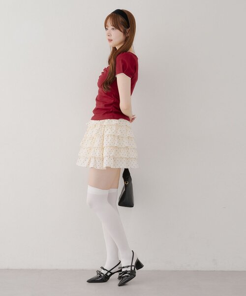 Another Branch olive des olive（アナザーブランチオリーブデオリーブ）の「【＠may_81oセレクト】テレコドロストギャザーT（Tシャツ/カットソー・レディース・ブラウン系その他/レッド/ベージュ系その他/ネイビー/オートミール/ドット・FREE）」の20枚目の写真