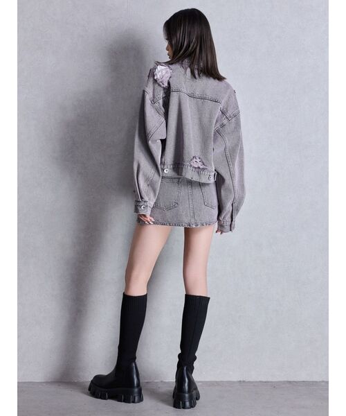 GYDA（ジェイダ）の「ZIP POCKETダメージショートデニムGジャン（デニムジャケット・レディース・ピンク/ブラック/ライトブルー・FREE）」の7枚目の写真