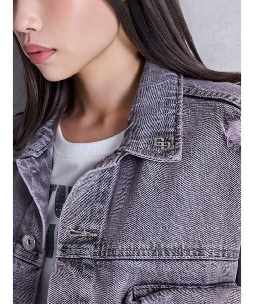 GYDA（ジェイダ）の「ZIP POCKETダメージショートデニムGジャン（デニムジャケット・レディース・ピンク/ブラック/ライトブルー・FREE）」の8枚目の写真