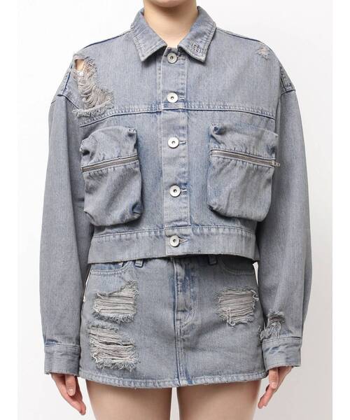 GYDA（ジェイダ）の「ZIP POCKETダメージショートデニムGジャン（デニムジャケット・レディース・ピンク/ブラック/ライトブルー・FREE）」の9枚目の写真