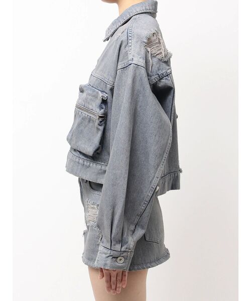 GYDA（ジェイダ）の「ZIP POCKETダメージショートデニムGジャン（デニムジャケット・レディース・ピンク/ブラック/ライトブルー・FREE）」の10枚目の写真