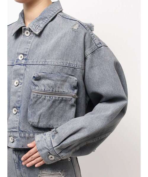 GYDA（ジェイダ）の「ZIP POCKETダメージショートデニムGジャン（デニムジャケット・レディース・ピンク/ブラック/ライトブルー・FREE）」の13枚目の写真