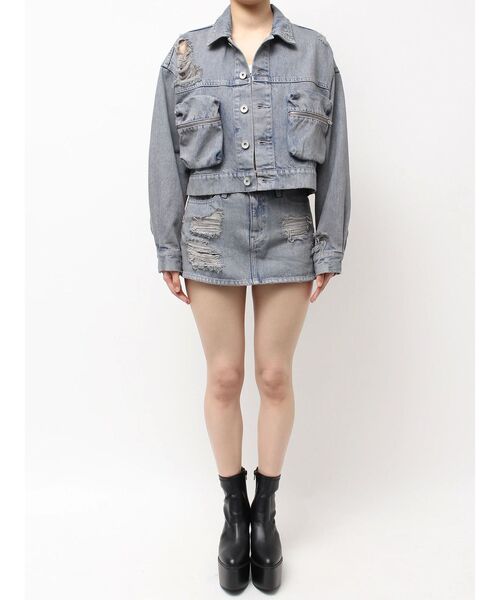 GYDA（ジェイダ）の「ZIP POCKETダメージショートデニムGジャン（デニムジャケット・レディース・ピンク/ブラック/ライトブルー・FREE）」の18枚目の写真