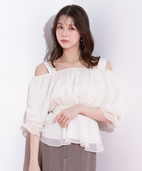 JILL by JILL STUART(ジルバイジルスチュアート)の「◇楊柳オフショルパフブラウス(シャツ/ブラウス・レディース・ホワイト/グリーン/ボルドー・FREE)」の13枚目の写真