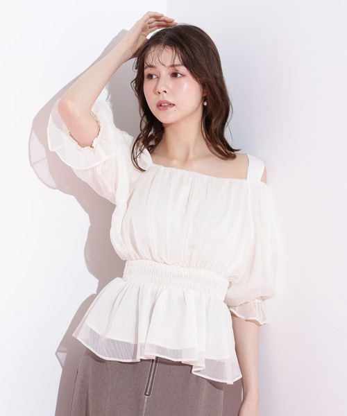 JILL by JILL STUART(ジルバイジルスチュアート)の「◇楊柳オフショルパフブラウス(シャツ/ブラウス・レディース・ホワイト/グリーン/ボルドー・FREE)」の15枚目の写真