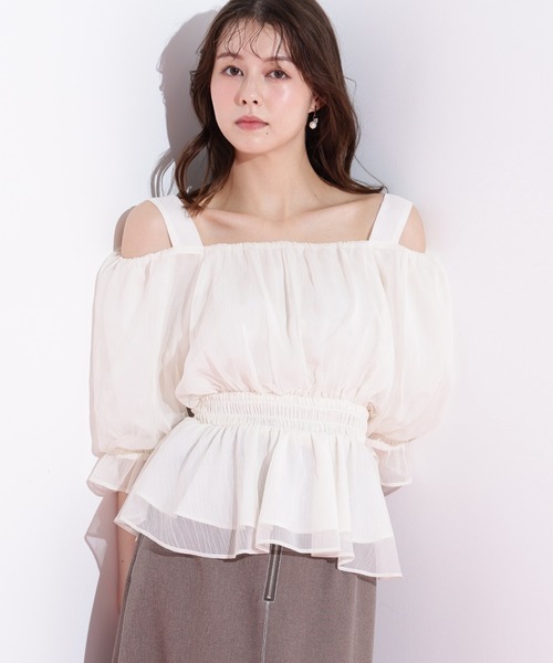 JILL by JILL STUART(ジルバイジルスチュアート)の「◇楊柳オフショルパフブラウス(シャツ/ブラウス・レディース・ホワイト/グリーン/ボルドー・FREE)」の14枚目の写真