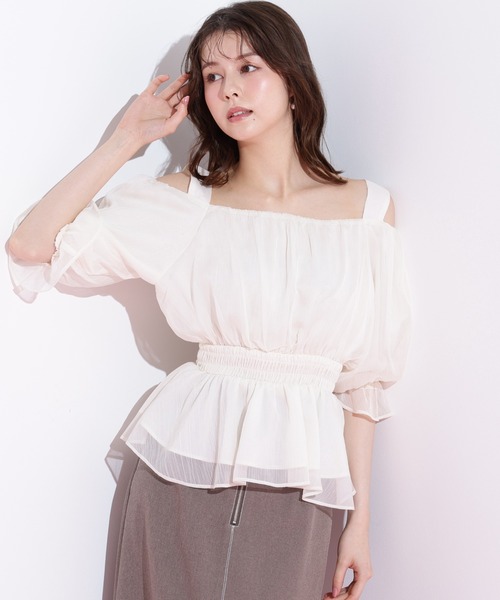 JILL by JILL STUART(ジルバイジルスチュアート)の「◇楊柳オフショルパフブラウス(シャツ/ブラウス・レディース・ホワイト/グリーン/ボルドー・FREE)」の16枚目の写真