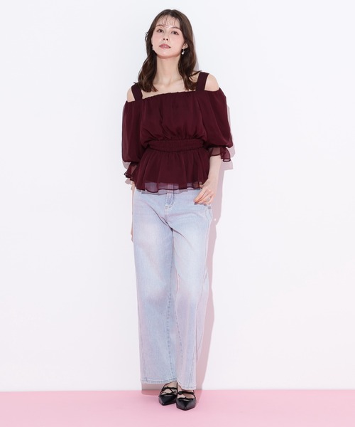 JILL by JILL STUART(ジルバイジルスチュアート)の「◇楊柳オフショルパフブラウス(シャツ/ブラウス・レディース・ホワイト/グリーン/ボルドー・FREE)」の9枚目の写真