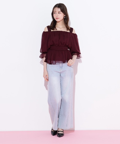 JILL by JILL STUART(ジルバイジルスチュアート)の「◇楊柳オフショルパフブラウス(シャツ/ブラウス・レディース・ホワイト/グリーン/ボルドー・FREE)」の10枚目の写真