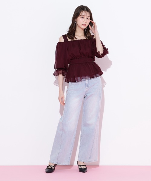 JILL by JILL STUART(ジルバイジルスチュアート)の「◇楊柳オフショルパフブラウス(シャツ/ブラウス・レディース・ホワイト/グリーン/ボルドー・FREE)」の11枚目の写真