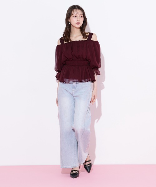 JILL by JILL STUART(ジルバイジルスチュアート)の「◇楊柳オフショルパフブラウス(シャツ/ブラウス・レディース・ホワイト/グリーン/ボルドー・FREE)」の12枚目の写真