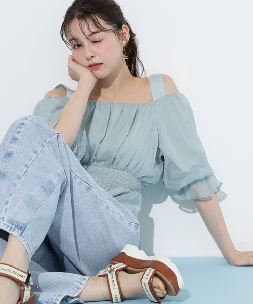 JILL by JILL STUART(ジルバイジルスチュアート)の「◇楊柳オフショルパフブラウス(シャツ/ブラウス・レディース・ホワイト/グリーン/ボルドー・FREE)」の21枚目の写真