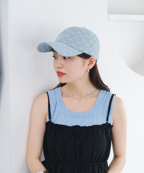 Kastane（カスタネ）の「デニムモノグラムキャップ（キャップ・レディース・サックスブルー/インディゴブルー/ネイビー・FREE）」の6枚目の写真