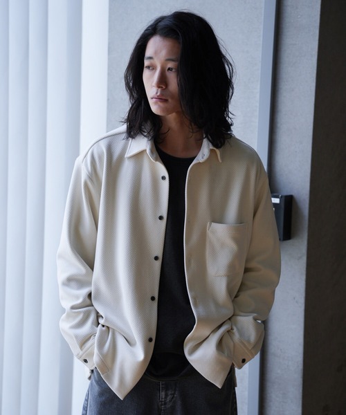 RATTLE TRAP(ラトルトラップ)の「ハニカムジャガードオーバーシャツ(シャツ/ブラウス・メンズ・オフホワイト/カーキ/ブラック・M/L)」の2枚目の写真
