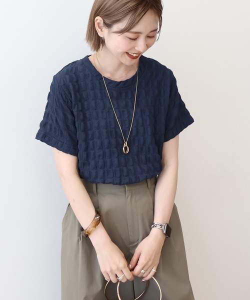 AMERICAN HOLIC(アメリカンホリック)の「ポコポコ半袖プルオーバー(Tシャツ/カットソー・レディース・アイボリー/ブラック/グレー/ラベンダー/ネイビー・L/M)」の4枚目の写真