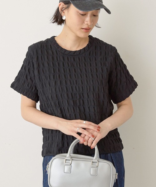 AMERICAN HOLIC(アメリカンホリック)の「ポコポコ半袖プルオーバー(Tシャツ/カットソー・レディース・アイボリー/ブラック/グレー/ラベンダー/ネイビー・L/M)」の2枚目の写真