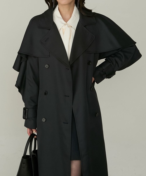 Cherir Mignon（シェリルミニョン）の「【Cherir Mignon】- Silhouette Couture -マルチウェイフリルヨークロングトレンチコート（トレンチコート・レディース・アイボリー/ブラック/ベージュ・S/M）」の21枚目の写真