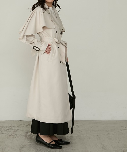 Cherir Mignon（シェリルミニョン）の「【Cherir Mignon】- Silhouette Couture -マルチウェイフリルヨークロングトレンチコート（トレンチコート・レディース・アイボリー/ブラック/ベージュ・S/M）」の9枚目の写真