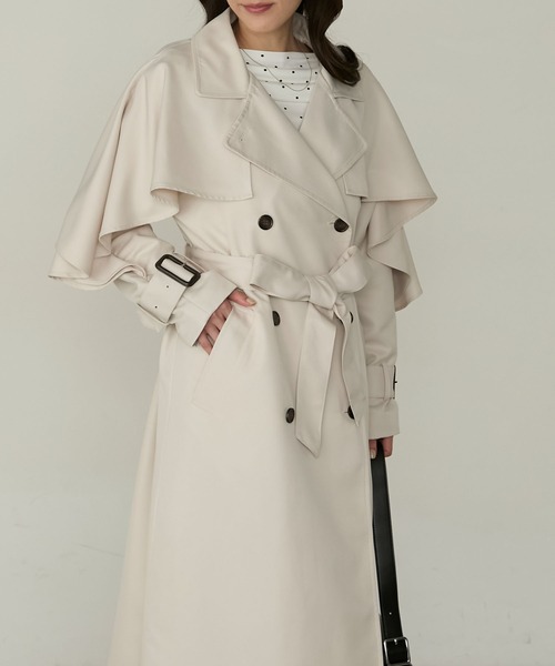 Cherir Mignon（シェリルミニョン）の「【Cherir Mignon】- Silhouette Couture -マルチウェイフリルヨークロングトレンチコート（トレンチコート・レディース・アイボリー/ブラック/ベージュ・S/M）」の13枚目の写真