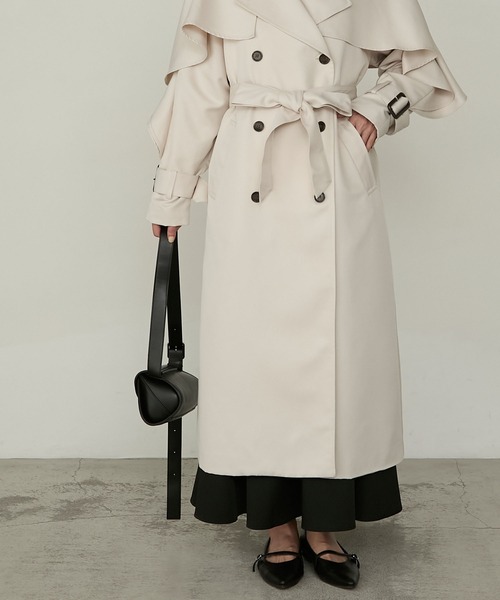 Cherir Mignon（シェリルミニョン）の「【Cherir Mignon】- Silhouette Couture -マルチウェイフリルヨークロングトレンチコート（トレンチコート・レディース・アイボリー/ブラック/ベージュ・S/M）」の16枚目の写真