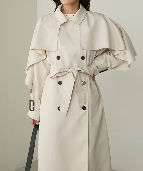 Cherir Mignon（シェリルミニョン）の「【Cherir Mignon】- Silhouette Couture -マルチウェイフリルヨークロングトレンチコート（トレンチコート・レディース・アイボリー/ブラック/ベージュ・S/M）」の20枚目の写真