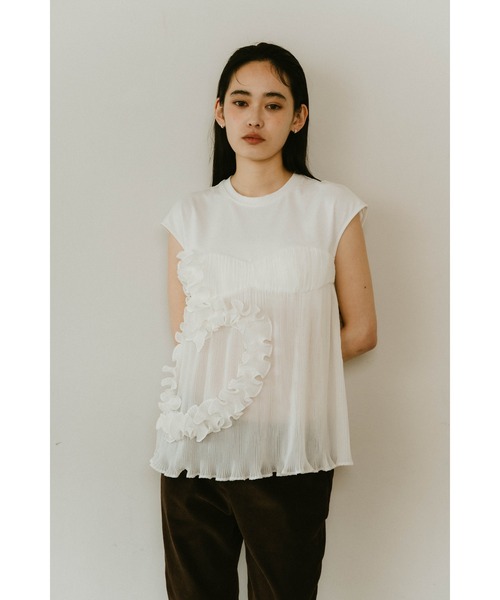 Knuth Marf(クヌースマーフ)の「Knuth Marf heart motif tulle tops(Tシャツ/カットソー・レディース・ホワイト/ブラック・FREE)」の14枚目の写真