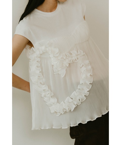 tシャツ Knuth Marf heart motif tulle tops レディース Knuth Marf heart motif tulle tops（Tシャツ/カットソー
