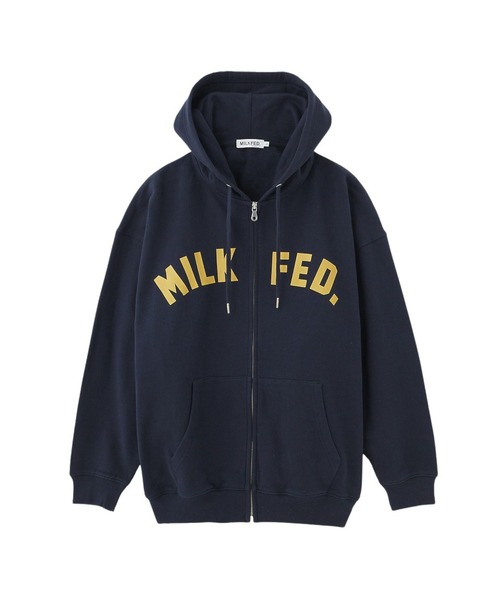 MILKFED.（ミルクフェド）の「ARCH LOGO ZIP UP HOODIE（パーカー・レディース・ブラック/ネイビー/オフホワイト・M/L）」の3枚目の写真