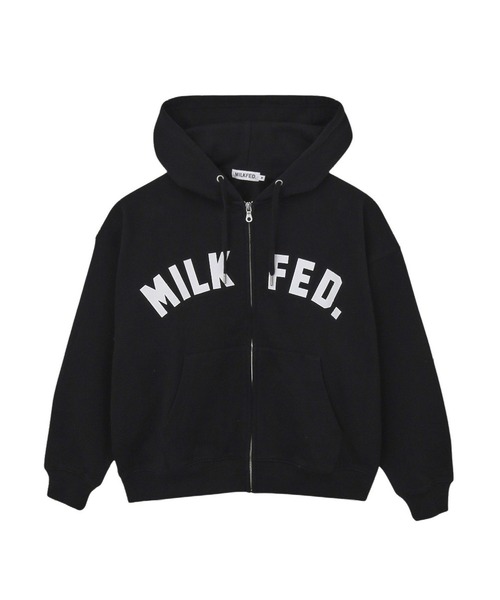 MILKFED.（ミルクフェド）の「ARCH LOGO ZIP UP HOODIE（パーカー・レディース・ブラック/ネイビー/オフホワイト・M/L）」の2枚目の写真