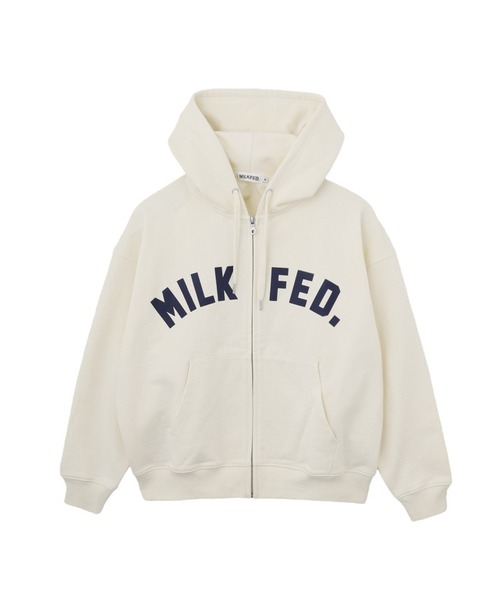 MILKFED.（ミルクフェド）の「ARCH LOGO ZIP UP HOODIE（パーカー・レディース・ブラック/ネイビー/オフホワイト・M/L）」の8枚目の写真